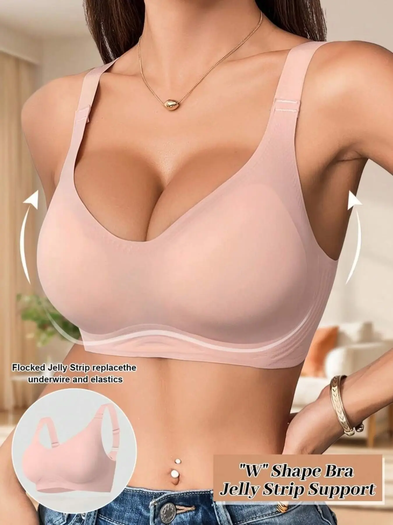 Women's Comfortable Soft Seamless Fit Bra, Casual Lingerie Series, Ideal for Everyday Wear, Wireless Medium Support, Plain Design, Lined, Underwear