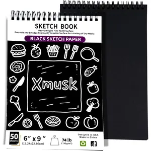 Hardcover Black Sketch Book - 6"×9" Spiral Bound Drawing Notebook for Artists, Students & Adults, Heavyweight No Bleed Black Sketch Paper Ideal for Metallic/Gel/Chalk Markers, Gift-Ready Sketchbook
