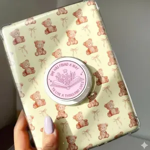 Pastel Stacked Books Acrylic Phone Grip, Floral Bookish Aesthetic Phone Accessory, Cute Reading Hobby Gift for Bookworms, Soft Girl Library Phone Stand Holder