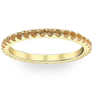 3/4Ct Genuine Citrine Eternity Ring Stackable Band 10k Yellow Gold