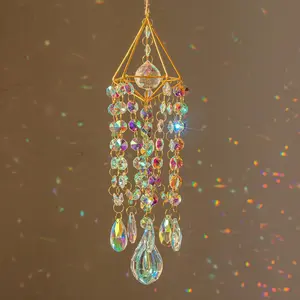 Crystal Garden Sun Catcher, Handmade Wind Chime Design, Rainbow Outdoor Decoration, Unique Gift for Gardening Enthusiasts