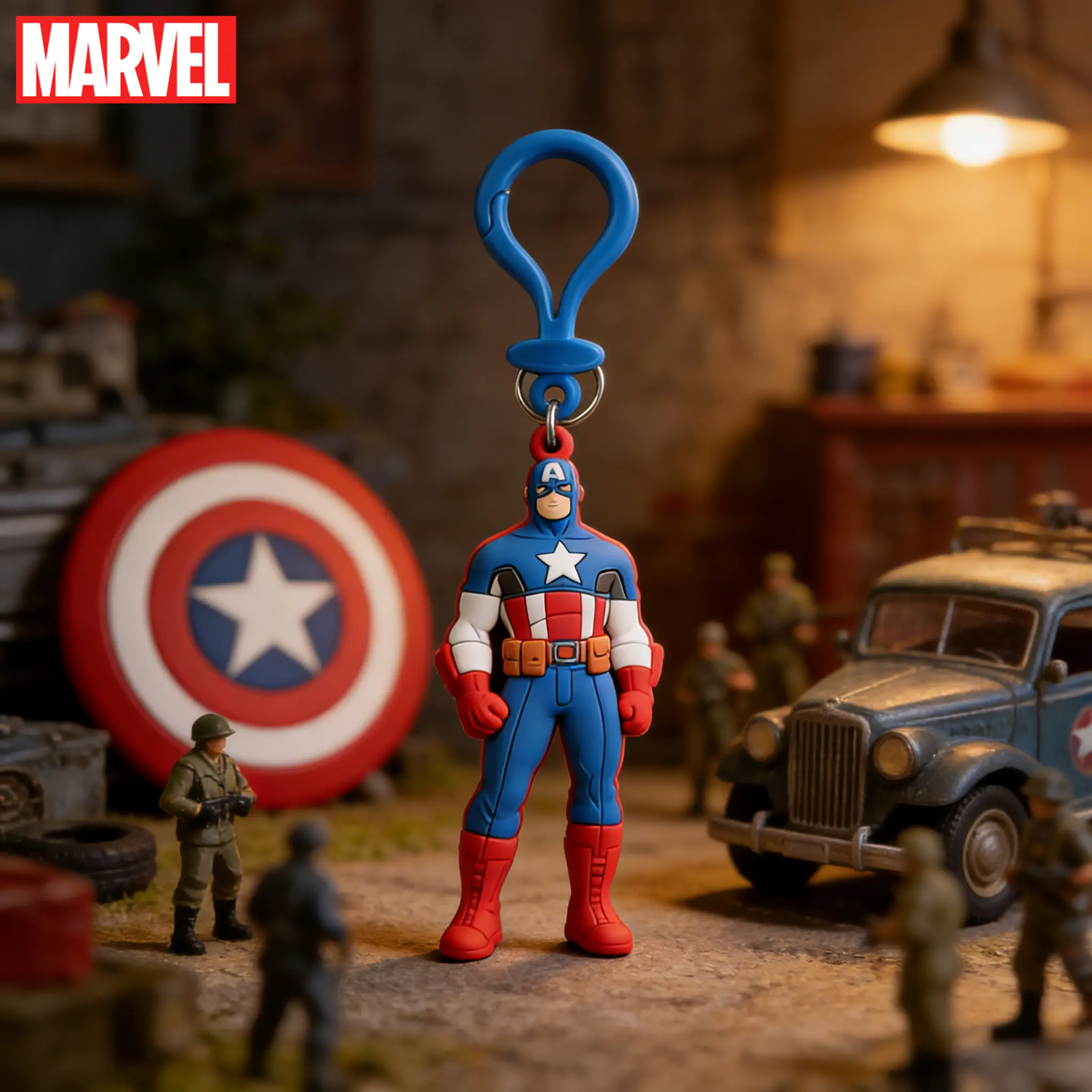 Marvel Captain America Keychain 1PC Officially Licensed 3D Figurine Bag Clip Charms PVC Suitable Fans Gift Backpack Decor Steve Rogers