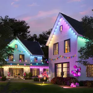 Smart Gutter Lights with Remote Control, Adjustable Music, Ip67 Waterproof, DIY Scene Modes for Halloween Christmas Party Decoration, Outdoor Decorative Lights