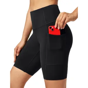 Biker Shorts Women Tummy Control Workout Shorts with 3 Pockets High Waisted Compression Gym Running Yoga Shorts Women