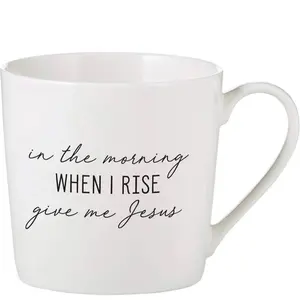 Creative Brands Faithworks Inspirational White Bone China Café Mug/Cup, 14-Ounce, Give Me Jesus Drinkware Coffee Reuse Reusable Washable Ceramic