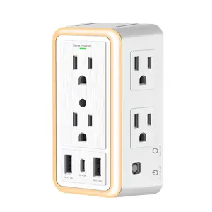 6-Outlet USB Wall Charger Extender – Surge Protected with USB-C, 3 USB Ports & Built-In Night Light