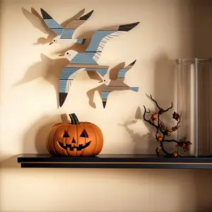3 Piece Classic Artistic Wooden Seagull Wall Decor Set, Reusable Vintage Beach Hanging Ornaments, Home Bathroom Living Room Office Garden Art Decoration, Gift