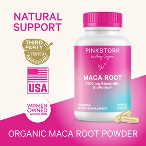 Pink Stork Maca Root - 1500 mg Maca Root Blend for Women - 1 Month Supply Hormonal Balance Supplement Anti Aging Supplement