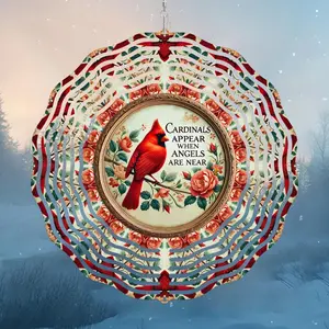 3D Cardinals Pattern Wind Spinner, 360° Rotating Wind Sculpture, Hanging Decor for Indoor Outdoor Garden Yard, Garden Accessories, Perfect Gift for Women & Men