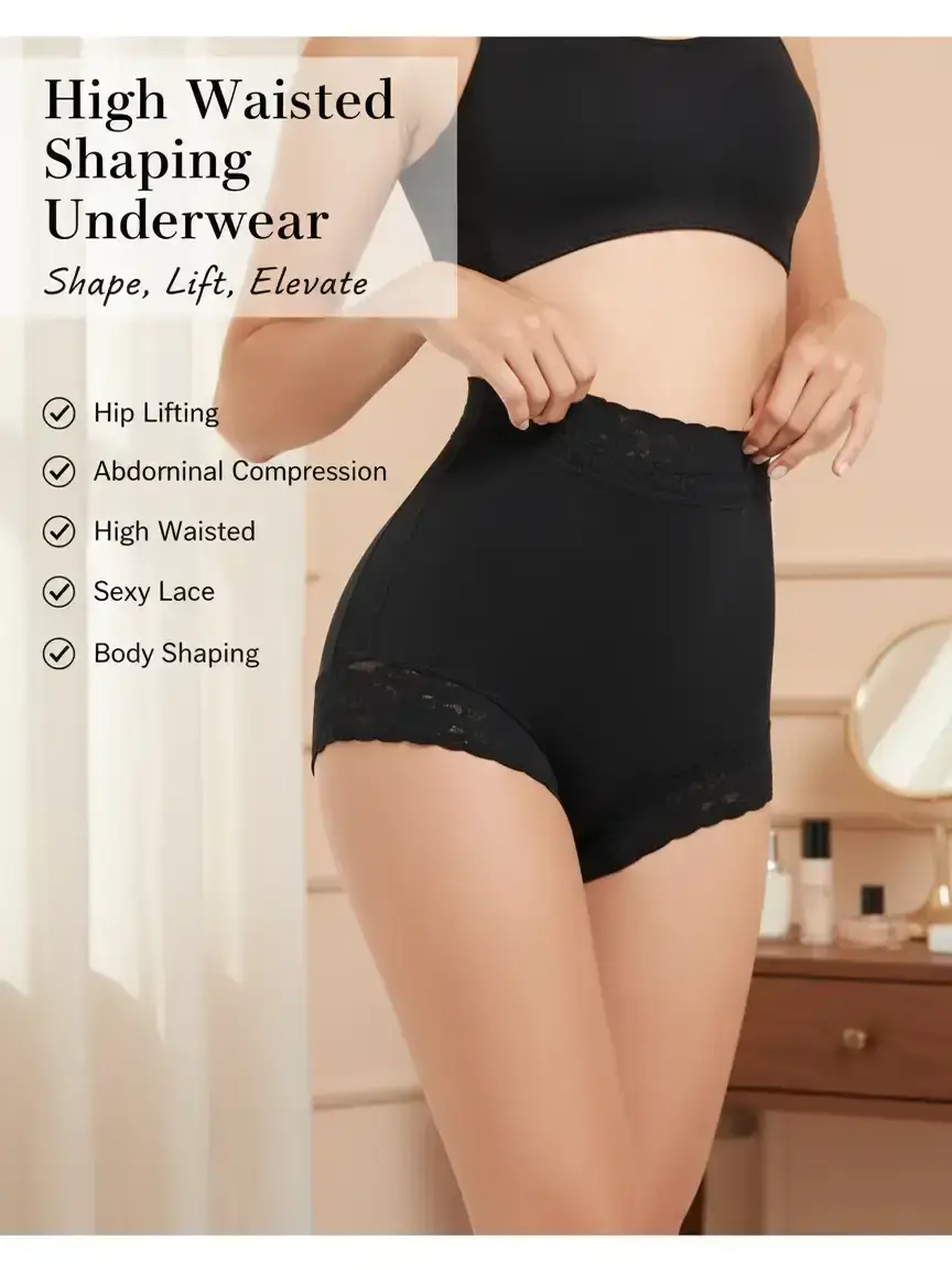 Women's shaping underwear, hip lifting and abdominal compression shorts, hip lifting pants, body shaping underwear, sexy lace high waisted underwear Outfit Elegance Chic Everyday
