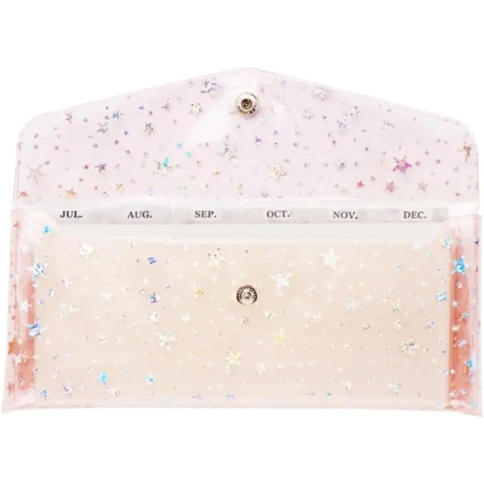 Cash Envelope Wallet with 6pcs Divider with Pockets and 2pcs Tab Stickers Set Reusable Budget Envelopes PVC Money Bag Pouch Organizer for Budgeting Bill Receipt Coupons
