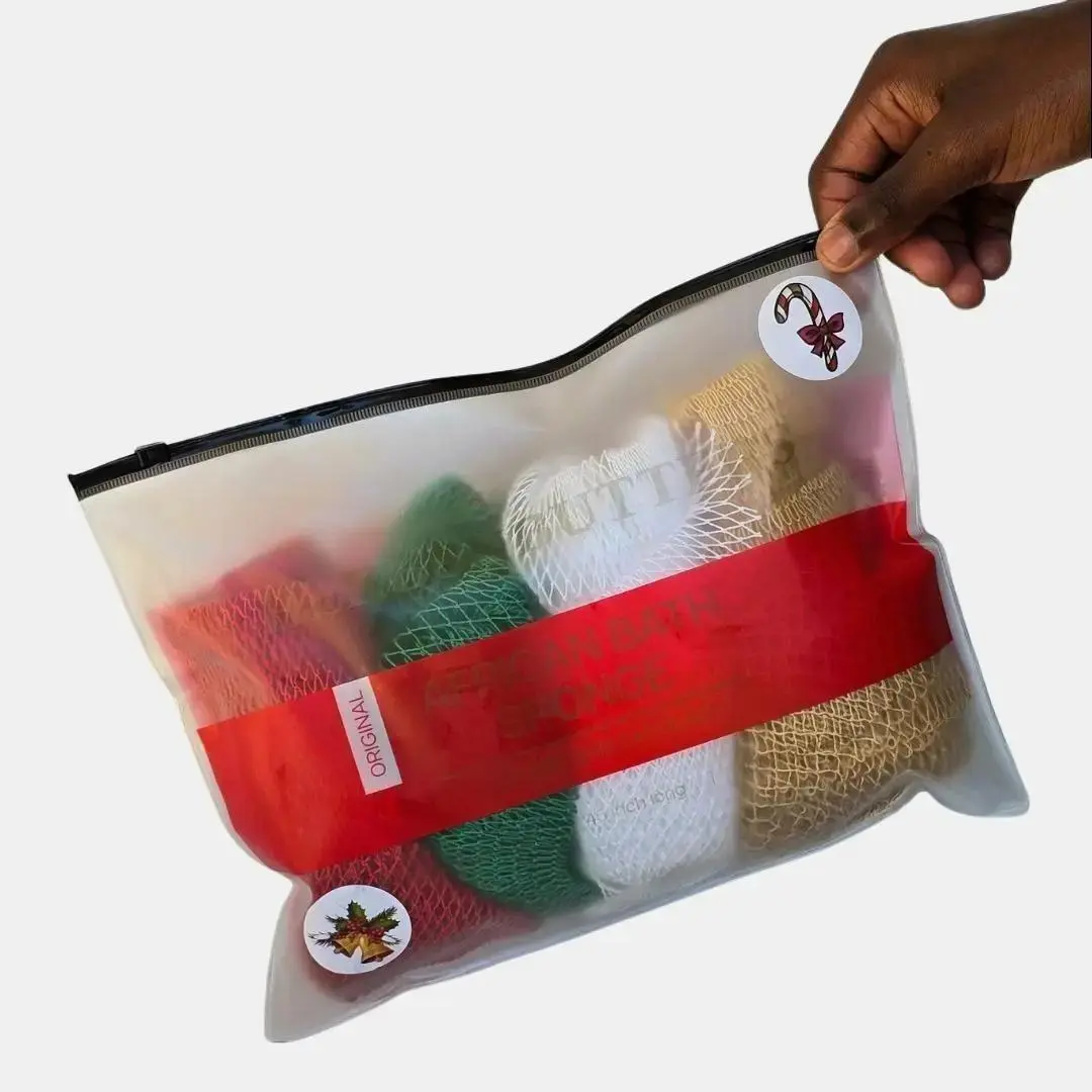 HNB African Net Sponge Bundle - 4PCS Exfoliating Net Sponge Bundle, Ethically Sourced from Nigeria.