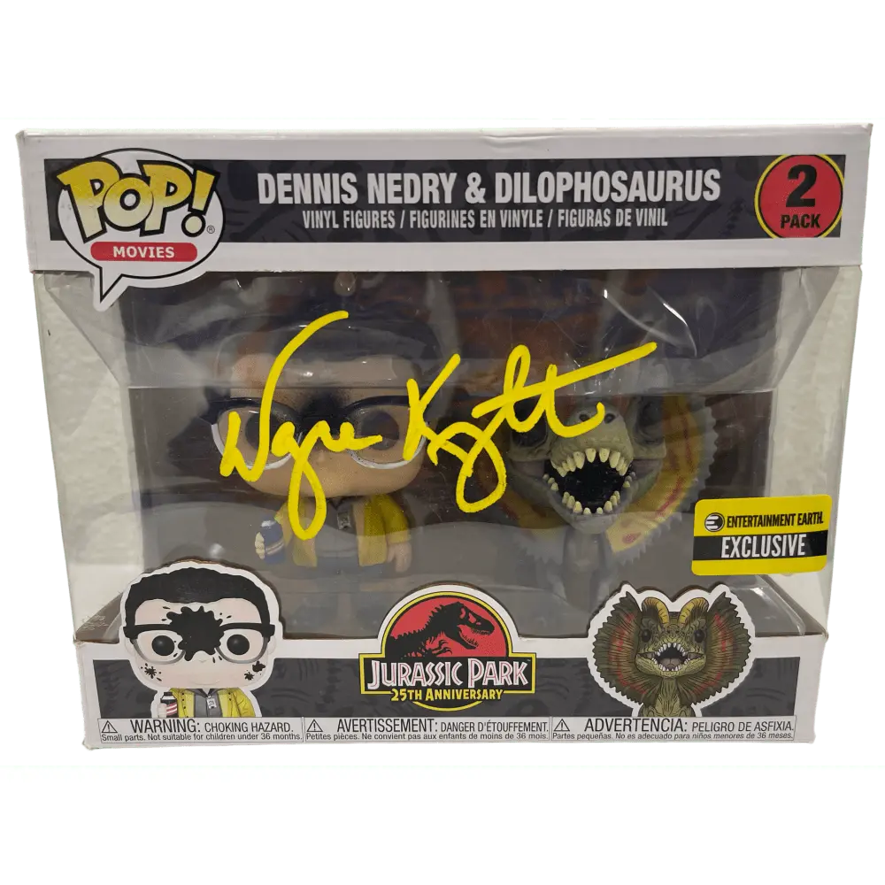 Wayne Knight Authentic Autographed Dennis Nedry & Dilophosaurus 2 Pack Funko Pop Figure