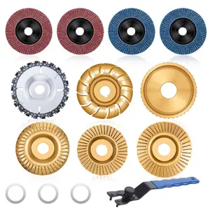 14 Pcs Angle Wood Carving Disc Set, Stump Grinding for 4" or 4 1/2" Angle Flap Disc Flap Sanding Wheels for Woodworking Cutting Carving Sanding and Polishing