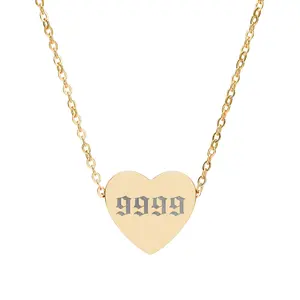 9999 Angel Number Heart Necklace – Completion & Renewal Necklace in 4 Luxe Finishes