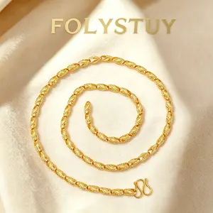 [27inch by 7mm Wheat Ears Necklace]【FOLYSTUY (YNY03)】Wheat Ears Bracelet Unisex Fashion Bracelet for Women or Men