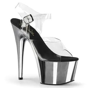 7 Inch Heel ADORE-708 Clear Chrome Silver