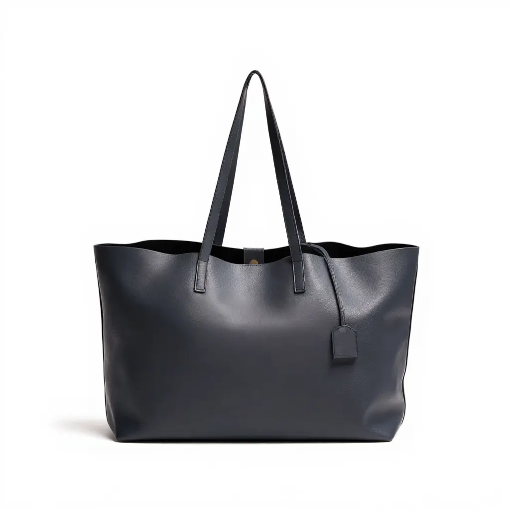 Pre-owned Yves Saint Laurent Calfskin Tote Bags Saint Laurent (YSL) Large East/ West Shopping Tote, Navy