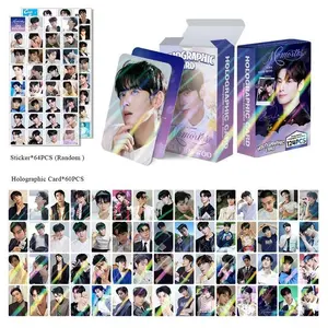 124PCS Cha Eun-woo Holographic Photo Cards - Double-Sided Korean Star LOMO Collectible Cards Stickers Set