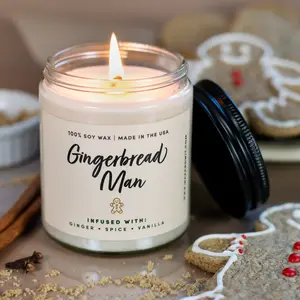 Wax & Wit Gingerbread Man Candle, Holiday Candles, Scented Candles for Home, Holiday Decor - 9oz Freshener Ornaments Decoration Aroma Perfume