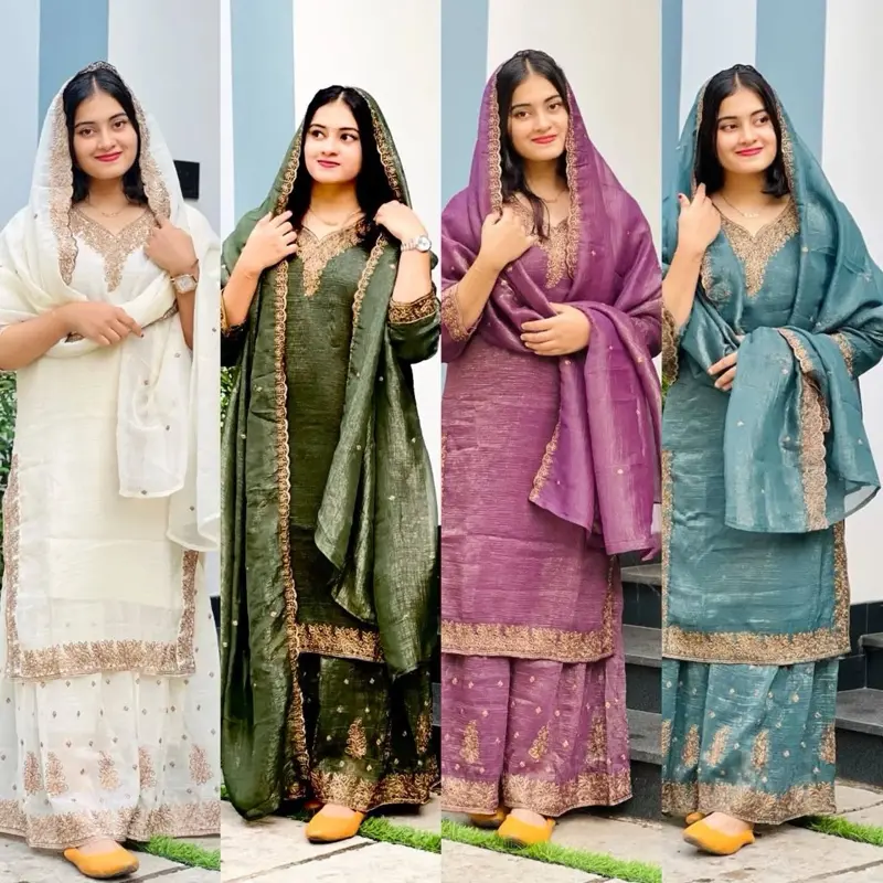 Women's Indian Gharara Outfit - Comfortable Indian Gown with Decorative Details, Costumes with Accessories, Suitable for Multiple Occasions, Lady, Original