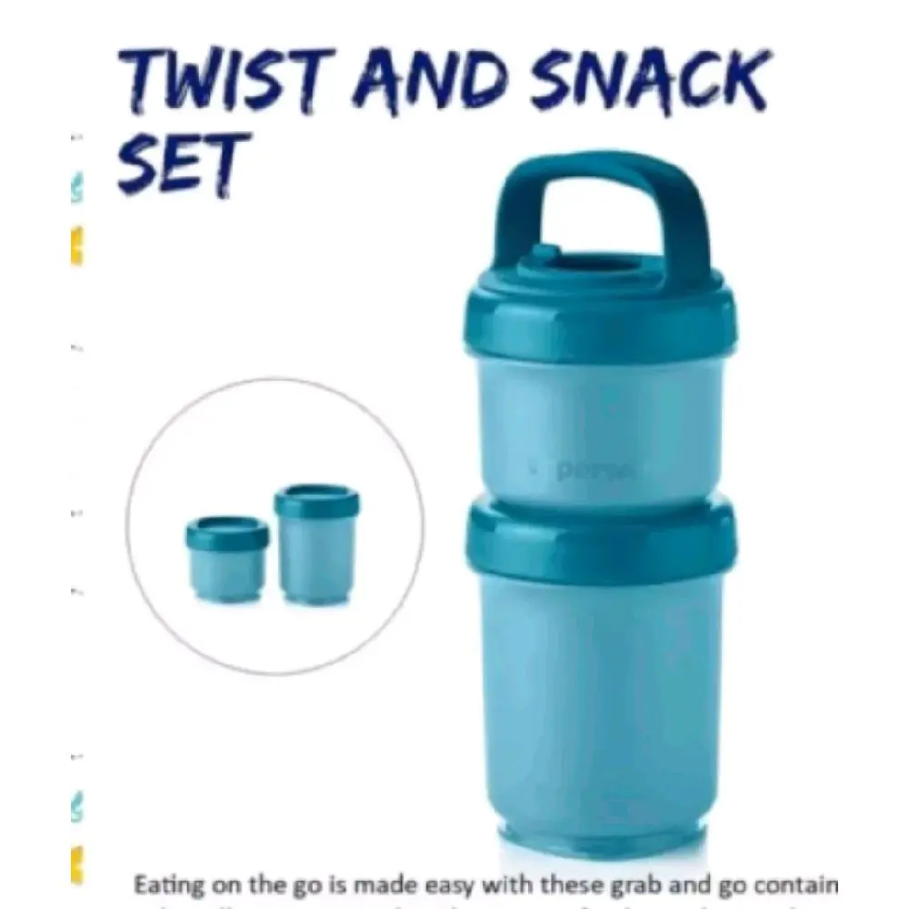 Tupperware Twist n Snack On The Go Two Piece Compartment Container for Snacks on the Go Compact & Convenient Maintain Freshness