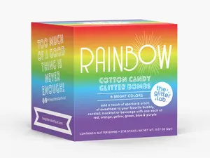 The Glitter Lab Rainbow Glitter Bombs - 6 Bright Colors Cotton Candy Infused Edible Glitter for Cocktails & Mocktails - Set of 6 Pouches & Stir Sticks - Handmade in the USA