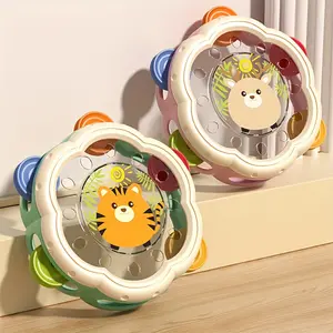 Manual Drum with Beater - Hand- Drum for, Non-Electric Drum Instrument Suitable for Music Education, Parties, Motor Skills Development - Bright /
