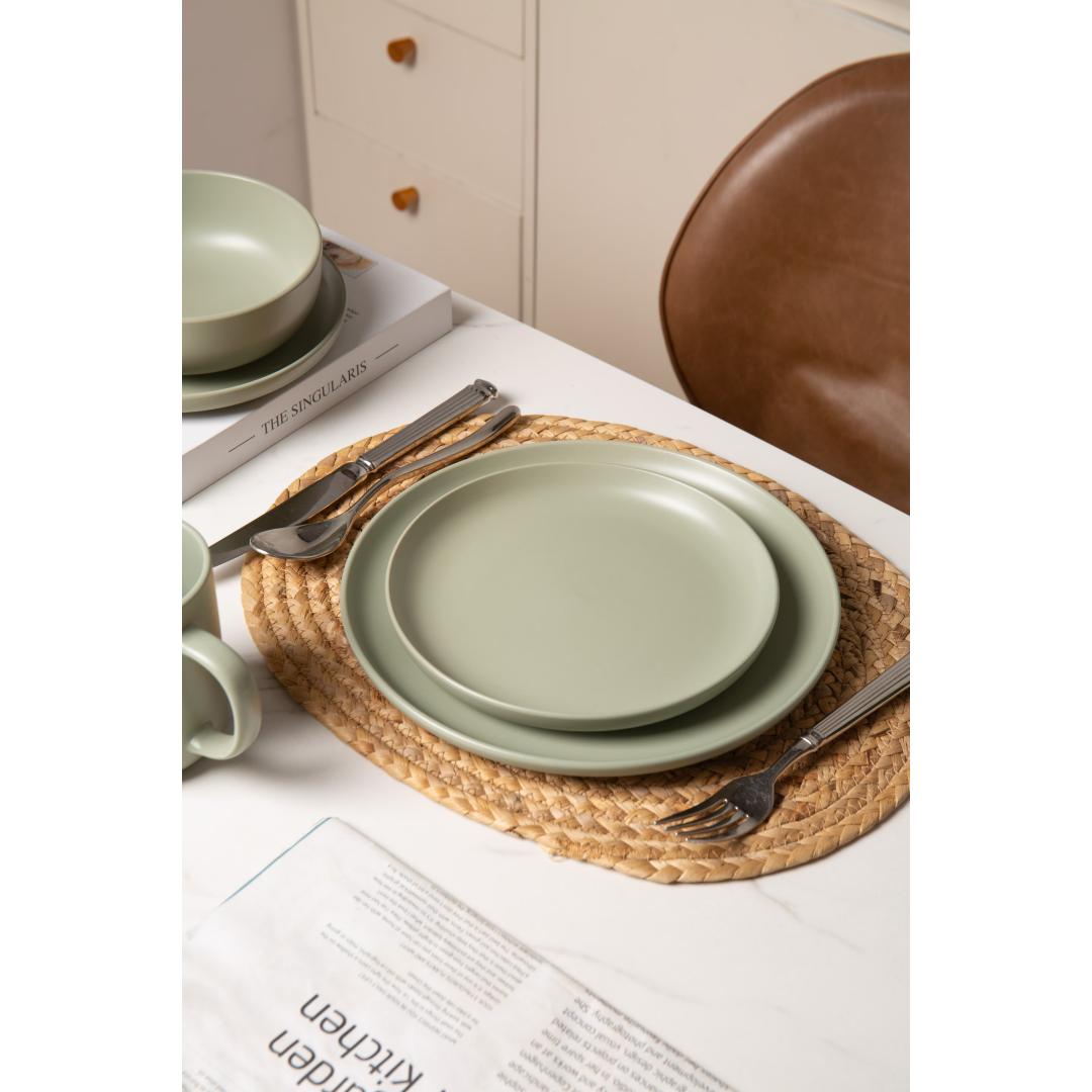 12-Piece Stoneware Dinnerware Sets With Mugs  Microwave & Dishwasher Safe  Non-Toxic Dinner Plates Bowls Set   Stackable Matte Glaze Kitchenware For 3