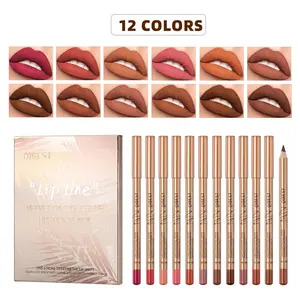 12 Color Lip Liner Set, Long-Lasting No Smudge Matte Gold Tube, High Pigment Lip Pencil, Perfect for All-Day Wear