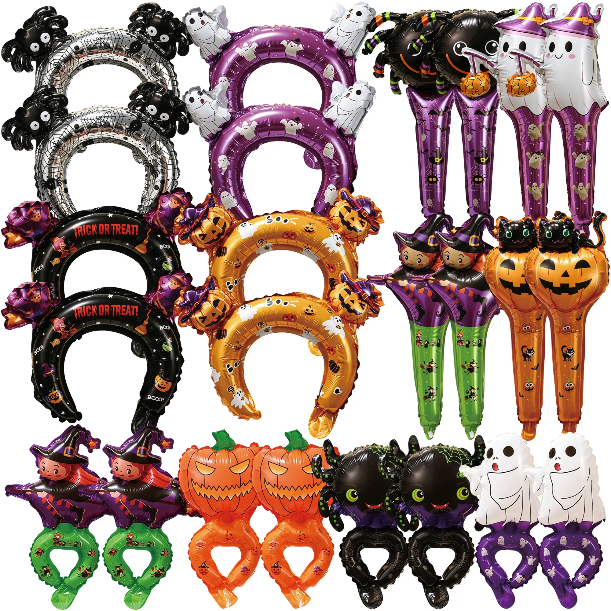 Halloween Balloon Set for Kids Party, Cute Spooky Foil Balloons with Ghost Pumpkin Witch Spider Designs, Perfect Halloween Decorations & Photo Props