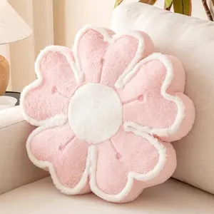 Flower Shaped Decorative Throw Pillow Cushion for Bed Couch, Cute Flower Plush Throw Pillows Home Decor Floor Pillow Seating Cushions (Pink, 13.7 Inches)