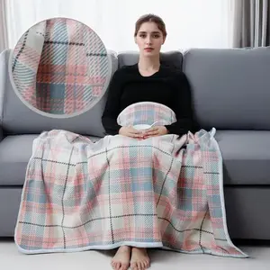 Polyester Fleece Wearable Shawl Blanket - Sleeveless Plush Fabric Cape with Button Closure, Soft for Cozy Home & Office Winter Warmth
