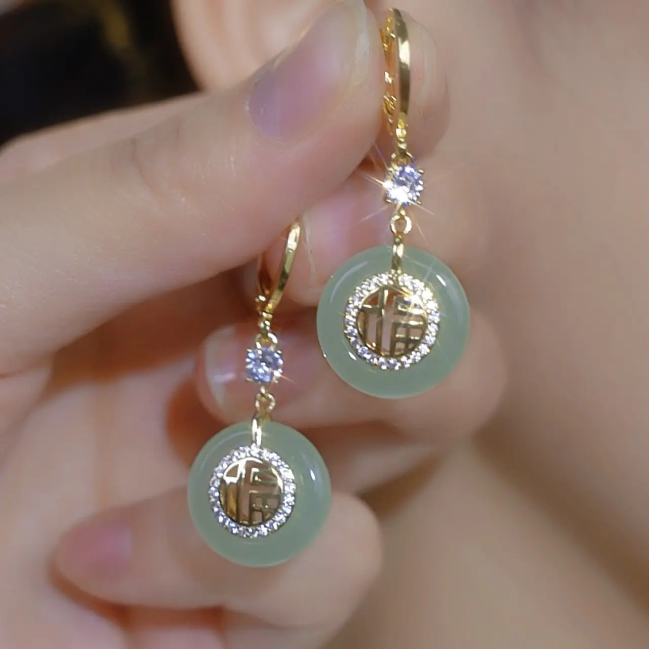 Women's Gold Lucky Peace Coin Stud Earrings - 2025 New Chinese Style Auspicious Costume Jewelry, Elegant Vintage Palace Design, Good Fortune Motif, Daily Wear, Anniversary/Birthday Gift, Versatile, DZEH4463, Choking Hazard Small Parts