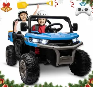 24V 2-Seater Ride-On UTV Truck with 2×200W Motors Remote Control Dump Bed & Shovel for Boys & Girls Realistic Engineering Car Experience