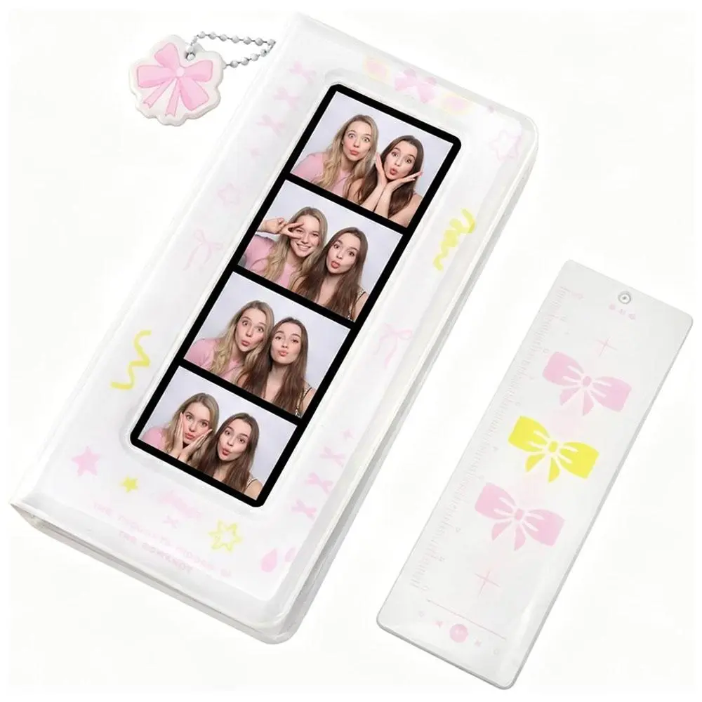 Photo Booth Album 2 x 6 inch Bookmark Holder with 40 Pockets Photo Album Book Photo Binder Photobooth Picture Strip Organizer for Wedding Anniversary Memories Decor Plastic
