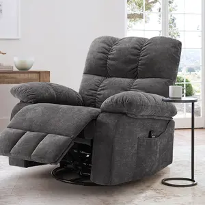 Manual Recliner with Heat and Vibration, Infinite Position, Sidepocket