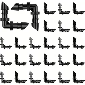 1/4 Inch Barbed Elbow, 90 Degree Plastic Connectors for Drip or Sprinkler Systems, Universal Threads for Europe and America, Drip Irrigation Accessories