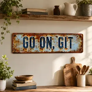 Humorous "Go On Git" Aluminium Tin Sign, Retro Rustic British Slang Wall Art, Decor for Man Cave, Pub Office Home Plaque tiktokshopspringglowup,summervibes outdoorfun