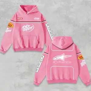 Retro Astars x Dr Pepper Racing Hoodie Acid Washed Pink, Motor World Championship Enthusiast, Motorcycle Off-Road Dirt Bike Graphic Streetwear, Heavyweight Biker Sweatshirt, Retro Moto Gear Motorbike Apparel Women’s Grunge Y2K Racing Jacket Style