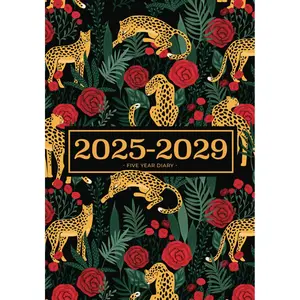 5 Year Diary 2025-2029 | A5 Leopards In The Wild: Month to View Planner with UK Holidays, Vision Board, Moon Phases, Birthdays & Celebrations, Contacts, Passwords (Five Years) Paperback – August 30, 2024
