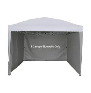 Canopy Sidewalls 10x10 ft, Tent Side Walls Waterproof Sun Protection, 3 Pack for Pop Up Canopy, Outdoor Event Vendor Booth Camping - White Zippered Connection Type 3 Sides, 10x10 ft