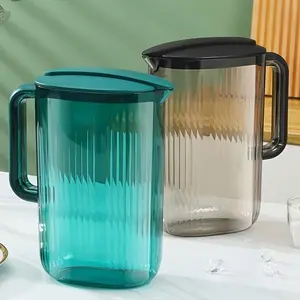 1pc 2L large capacity cold water pitcher, plastic cold drink container with lid, portable cold water pitcher with handle, suitable for home kitchen and outdoor camping