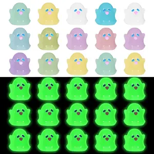 24pcs/48pcs/100pcs Glow-In-The-Dark Mini Ghost Resin Ornaments, Cute DIY Decorative Accessories, Micro Landscape Desktop Items, Aquarium Decorations