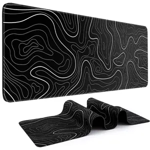 Large Abstract Texture Mouse Pad, Office Desk Mat with Line Pattern Design, Comfortable & Durable Computer Accessory for Home & Office Use, Corporate Work Desk Accessories, Desk Decor