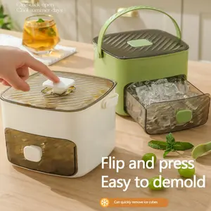 2026NEW 48 Cube Double-Deck Portable Ice Maker with Easy Press Lid, Silicone Trays & Durable Plastic, Countertop Kitchen Gadget for DIY Frozen Food, Summer Drinks & Beverage Cooling