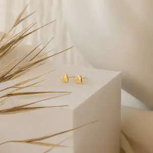 Classic Heart Studs by Caitlyn Minimalist - Dainty Heart Charm Stud Earrings - Cute Jewelry - Anniversary Gift for Her