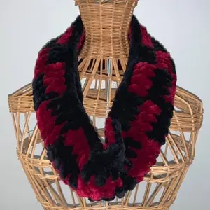 Handmade Velvety Soft plaid holiday crochet scarf