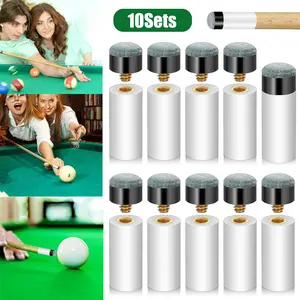 10Sets Billiard Cues Tips Replacement with White Pool Cue Stick Ferrules 12mm Screw On Pool Cue Tips Billiard Cue Accessories