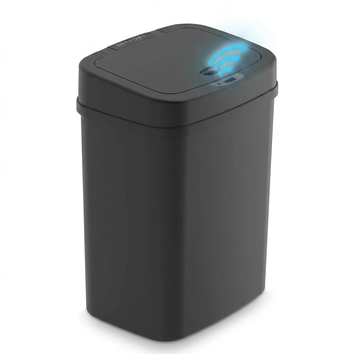 Nine Stars Automatic Bathroom Trash Can For Waste Disposal 3.2 Gallon Black Plastic Motion Sensor Garbage Bin